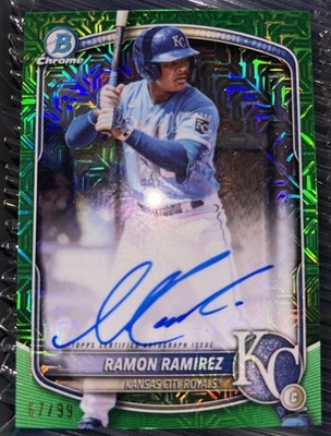 Topps 2025 Bowman Chrome Mega Box Mojo Auto Ramon Ramirez Royals Green /99