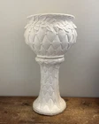 Vintage McCoy Jardinere Planter & Pedestal Quilted Diamond Leaf Art Pottery Set