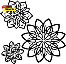 3 Pieces Metal Flowers Wall Decor, Black Wall, Flower Art Wall Decor Farmhouse
