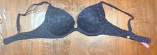 PINK Push Up Bra 36B Navy Blue Lace Demi Victoria s Secret VTG GUC