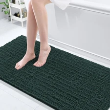 Arotive Luxury Chenille Bathroom Rug Mat, Extra Soft 70" x 24", Dark Green 