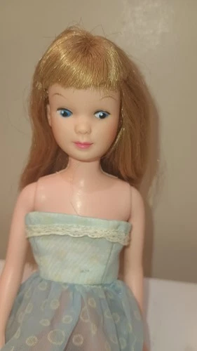 VINTAGE 1965 SKIPPER UNIQUE CLONE DOLL in vintage dress long Blonde Hair Barbie