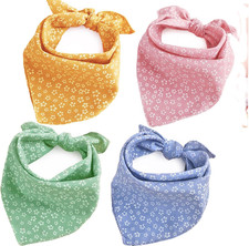 4PCS Fall Dog Bandanas Cat Birthday Cute Soft Cotton Puppy Scarfs Washable Daily