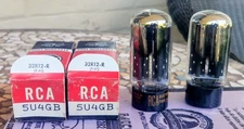 1960's Matched Pair RCA 5U4GB/5AS4A Rectifier Tubes Black Plates Tested.