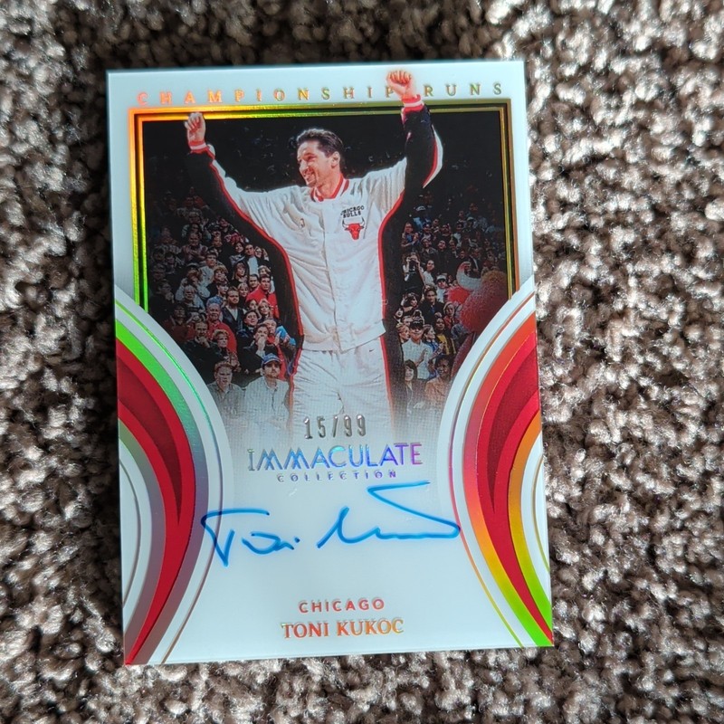 Panini 2022-23 Immaculate Championship Runs Toni Kukoc Bulls Auto ICR-TKU 15/99