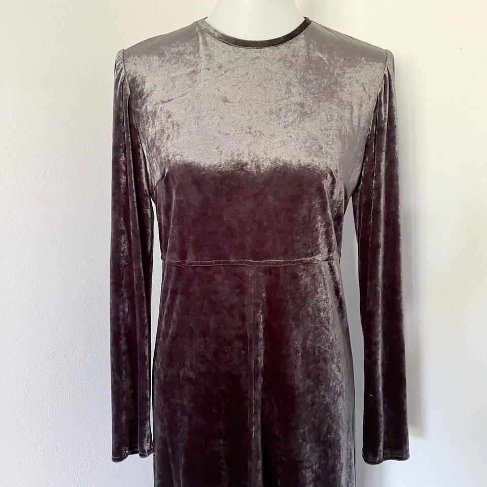 Maxi Vestido Vintage Años 90 Terciopelo Hecho en EE. UU. Rayón Poliéster Talla 10 Gótico Bruja Grunge Foto 3 de 4