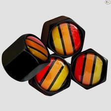 Car Tire Valve Stem Caps  Auto Red Orange Yellow Tri Color Aluminum with Rubber
