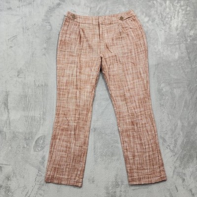 Christopher & Banks Pants Womens 10 Brown Rust Twill High Rise Button Tab Office