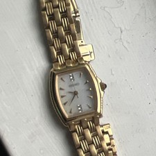Seiko Women’s Gold Tone Quartz Tonneau Bracelet Watch White Dial