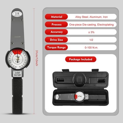 2-dir Dial Torque Wrench 0-1n.m 0-100n.m Indicator Cursor Spanner Watch Tester