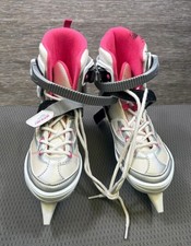 Lake Placid Ice Skates Youth Adjustable Size 2-6 White Pink Classic Recreational