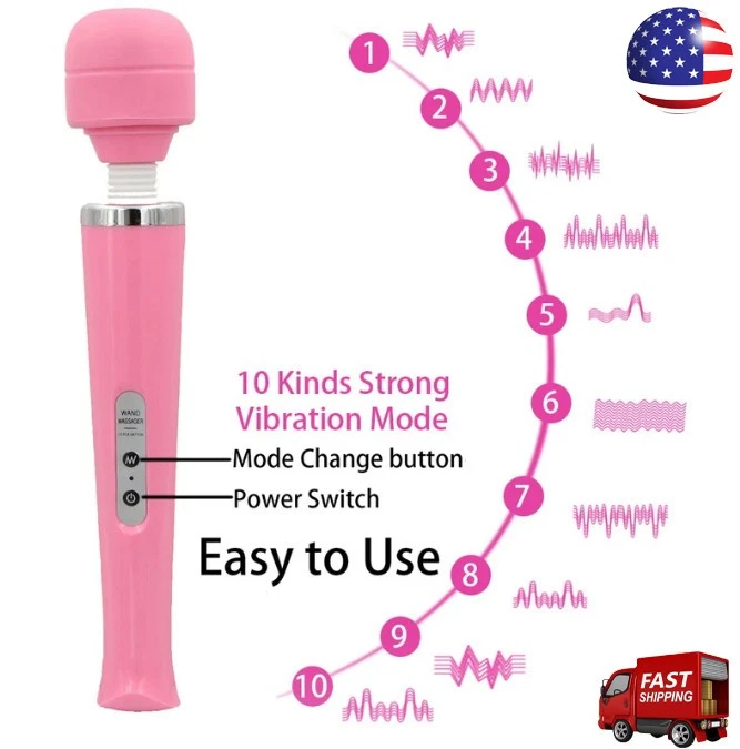 Massageador portátil varinha 20 velocidades massagem vibratória mágica motor de terapia de corpo inteiro - Imagem 2 de 4