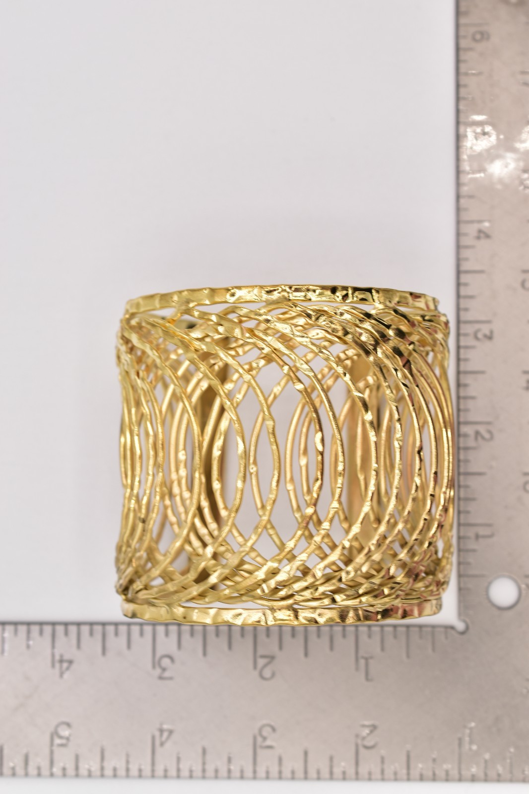 Vintage Statement Cuff Bangle Bracelet Wired Chun… - image 12