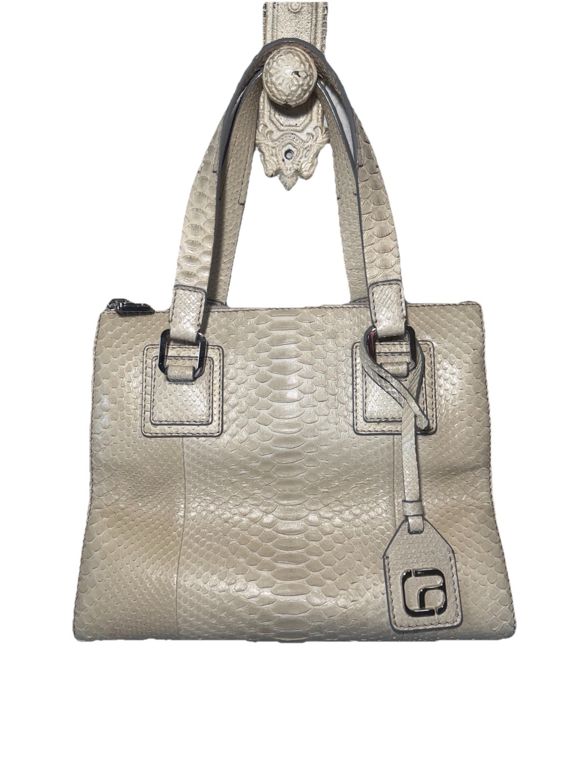ALEXANDRA CLANCY Oren Python satchel in Ivory/cre… - image 2