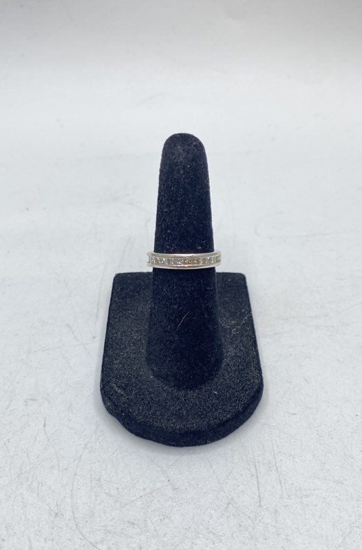 14K White Gold Princess Cut Diamond Channel Set Band Ring Size 4 3.2g