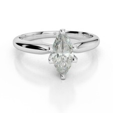 Marquise Cut 1.50Ct Solitaire Diamond 14k White Gold Over Engagement Ring Size 7