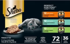 Sheba Perfect Portions Adult Cat Wet Food - Cuts in Gravy Variety Pack, 36 Count