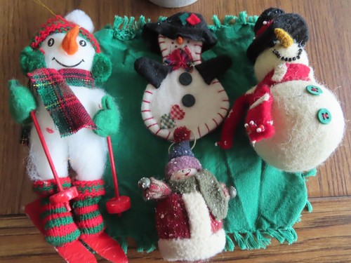 Lot 4 Felted Wool Snowman Christmas Ornaments figures