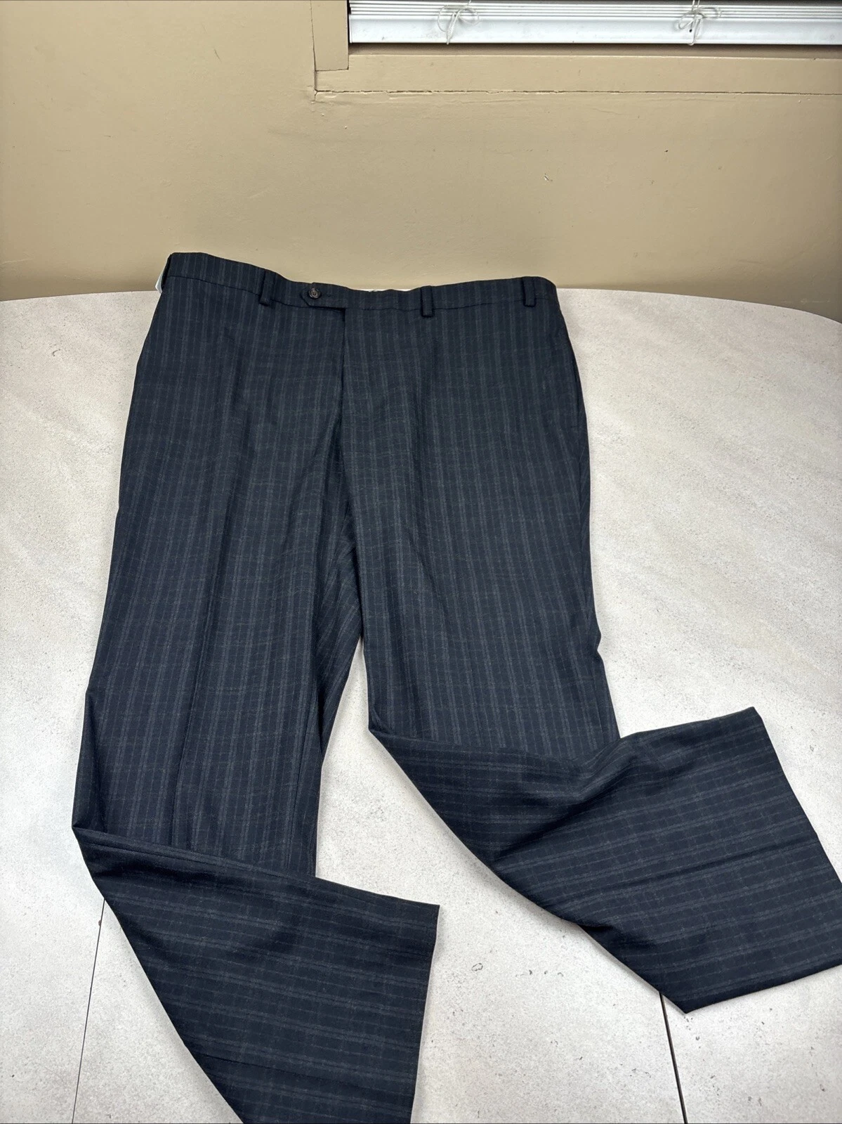 Lauren Ralph Lauren Dress Pants Mens 40 X 30 Navy Plaid Polyester Stretch Formal