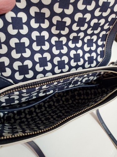 VERA BRADLEY Purse Faux Leather Crossbody Shoulder Bag 3 pocket Navy Lined