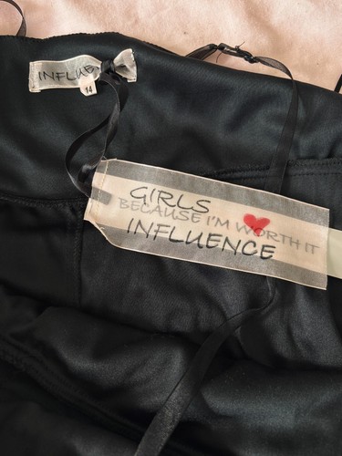 Abito INFLUENCE a strati nero pizzo midi cocktail ballo matrimonio cinturino manica UK 14 - Foto 12 di 18
