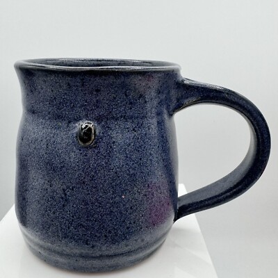 Studio Art Pottery Blue Handmade Signed Coffee Tea Mug Cup