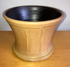 Pewabic Pottery Detroit Planter Flower Plant Pot Art Yellow Honey Mustard Brown