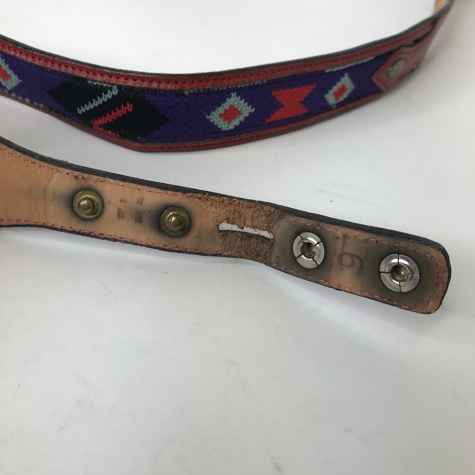 VTG Circle Y of Yoakum Womens/Youth 23" Western Belt Red Leather Navajo