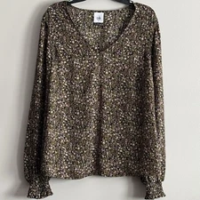 Cabi Blouse Women’s Size XS Long sleeve V-neck Floral Print Cottagecore 