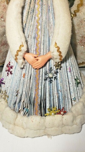 14" Vintage Christmas Angel Folded Paper Book Doll Home Decor Magazine Old Craft - Picture 3 of 9