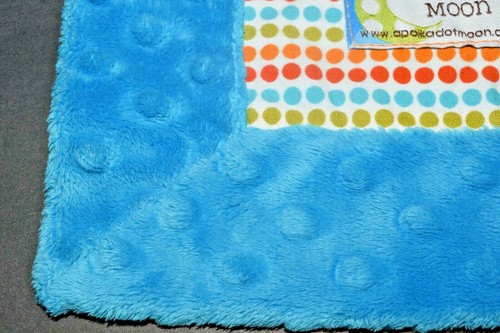 POLKA DOT MOON Blue Minky Dot Red Orange Green Lovey Security Blanket Polkadot - Picture 3 of 6
