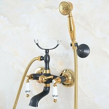 Black Gold Brass Clawfoot Bath Tub Faucet with Hand Shower Mixer Tap Wall Mount