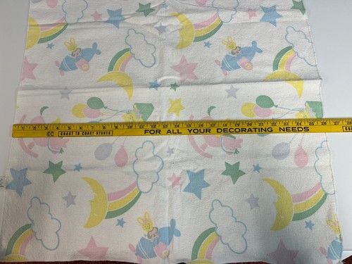 VTG BEACON BABY BLANKET PASTEL FLANNEL SWADDLE AIRPLANES BALLOONS BUNNY 1980’s - Picture 5 of 8