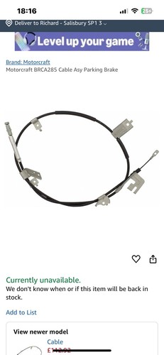 Original Ford Mustang Handbremsseil Ar3Z2A635c Neu 2067579