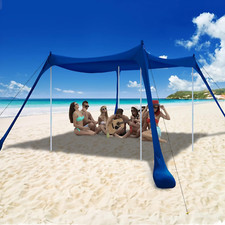 UPF50 Beach Tent with Stability Poles, Sand Shovels  Ground Pegs - Portable Sh