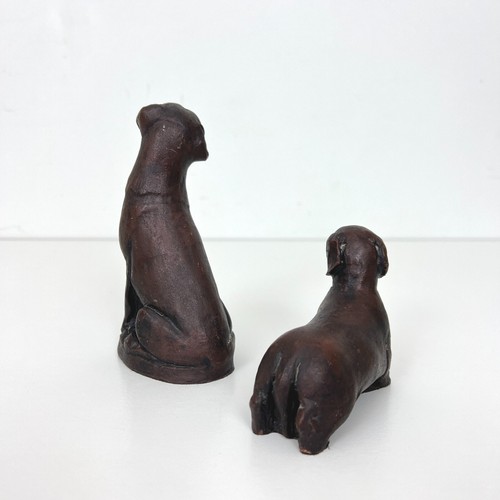 2 x Vintage Heavy Ceramic Dog Animal Sculpture Figurine Ornament Dachshund - Picture 3 of 9