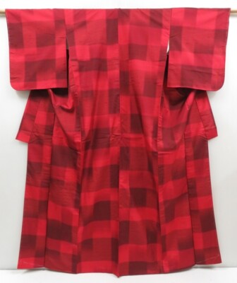 4525T03z890 Vintage Japanese Kimono Silk TSUMUGI Dark red | eBay