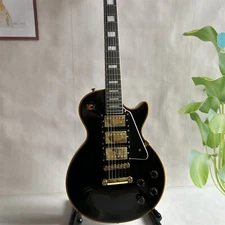Custom Fixed Bridge Gold Parts HHH Pickups LP Black Beauty Electric Guitar