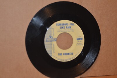 BUDDY HOLLY REL.: THE CRICKETS; TEARDROPS FALL LIKE RAIN; LIBERTY VG++ PROMO 45