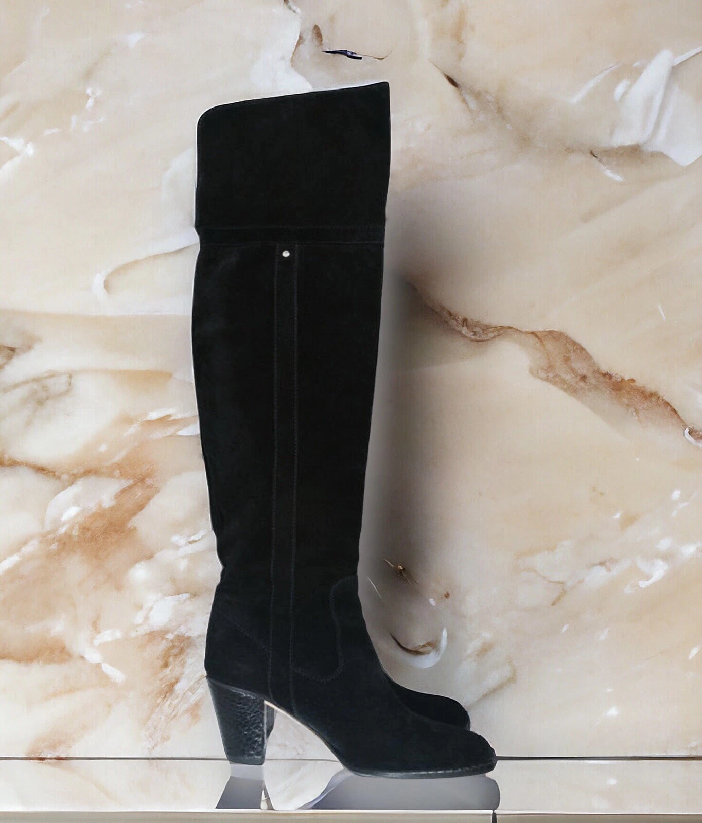 Bottes serpent sur genou en daim noir DIOR 40,5 US 10,5 fabriquées en Italie