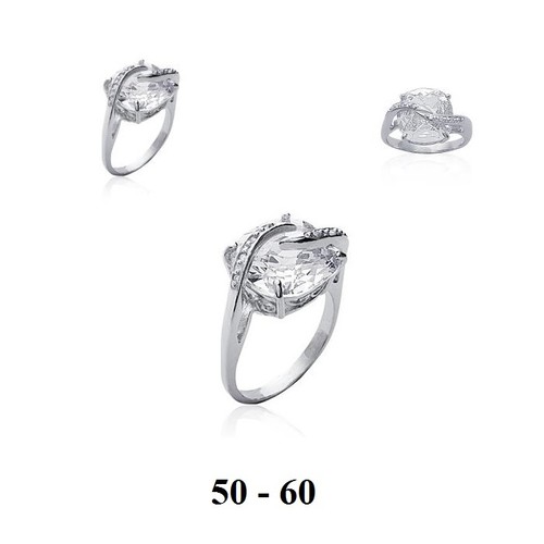 Bague Dolly-Bijoux T60 - Argent 925, Saphir Carré Et Diamants CZ, Rhodiée, Neuve Avec étiquette