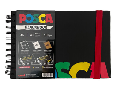 Uni Posca Sticker Sketchook A5 - 48 Seiten schwarz, weiß und Bastel Klebepapier