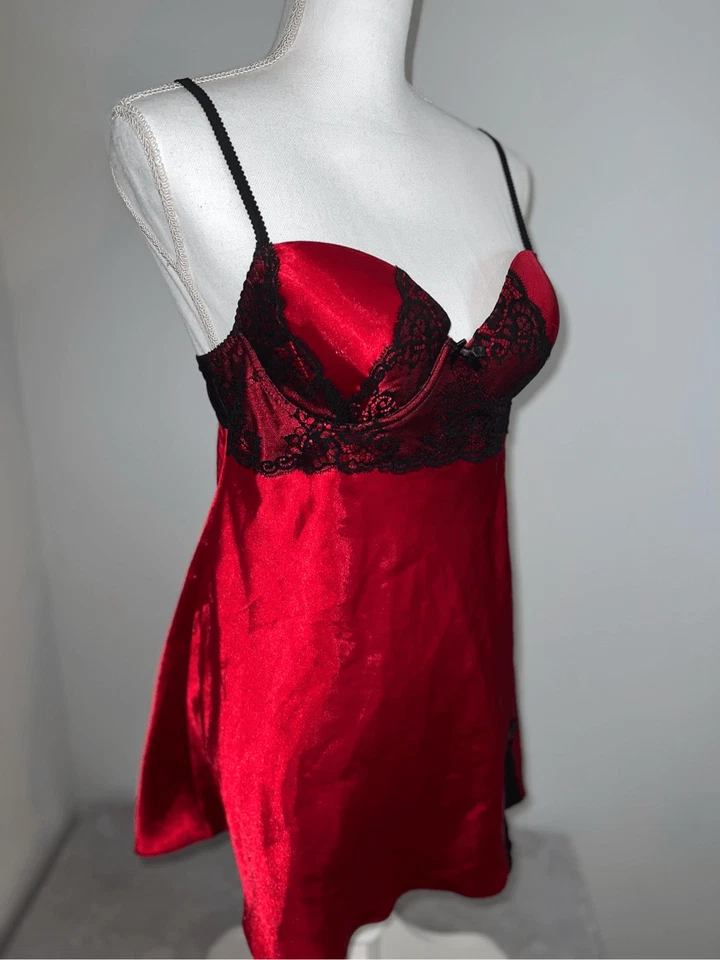 Apt 9 Negro Rojo Vestido Sin Mangas Mujer’s Camisón Mediano Foto 2 de 4