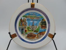 Vintage Ceramic New Orleans LA Souvenir Ashtray 8"  Landmarks - Gold Trim