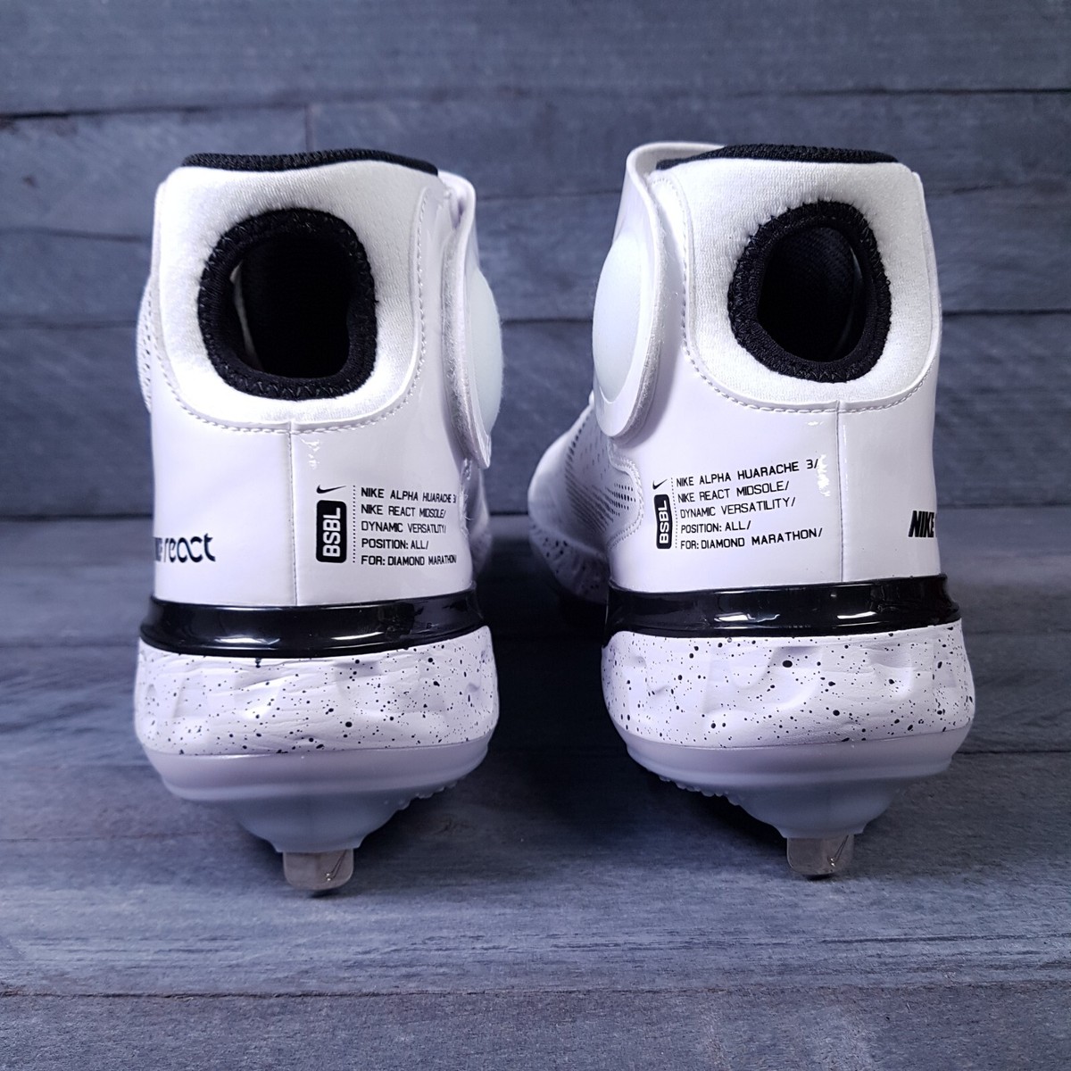 NIKE Alpha Huarache Elite 3 High Baseball Cleats Mens 9 White