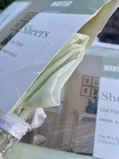 Martha Stewart Sheer Voile Water Green 59"W x 63"L  Curtain Panels Set of 2