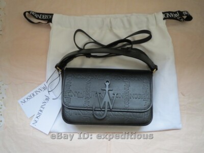 NEW JW ANDERSON BLACK MIDI ANCHOR MONOGRAM LEATHER SHOULDER CROSSBODY BAG J.W.