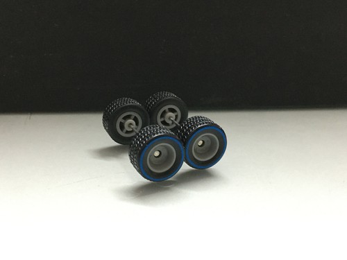 R095 Hot Wheels 1/64 Set Grey RR Blue line 12mm Medium RUBBER WHEELS TIRES - Picture 3 of 6