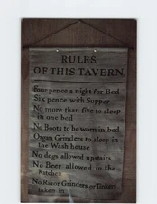 Postcard Rules of the Tavern Stage Coach Inn USA