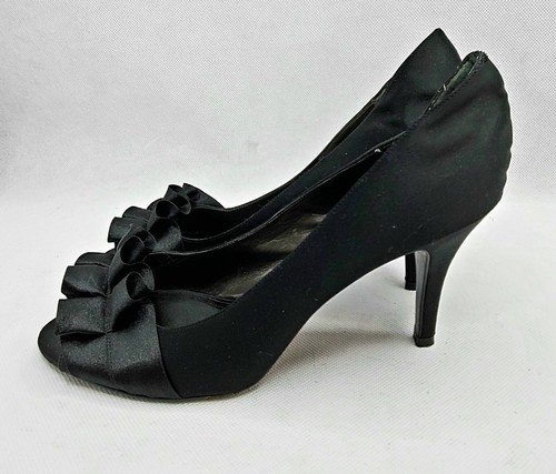 Nina Black Satin Womens 8.5M Shoes 3.5 